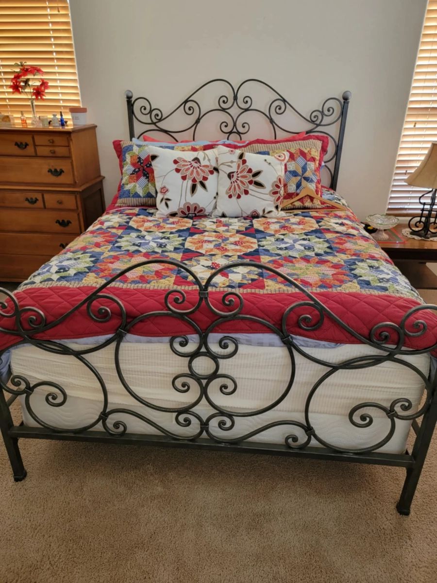 Queen Bed with Iron Head and Foot Board