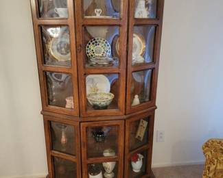 Vintage Wood & Glass Display Cabinet