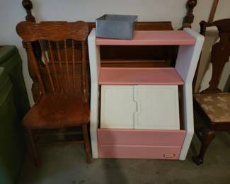 Vintage Little Tikes Pink Toy Box with Book Shelf