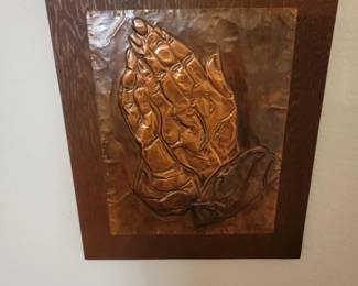 Pressed Copper Praying Hands Wall Hanging