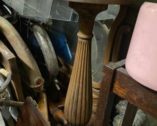vintage wood pedestal plant stand
