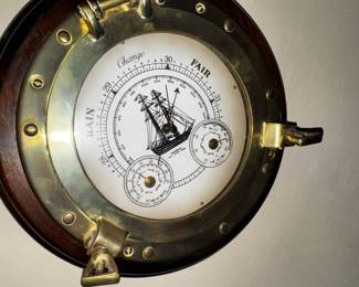 Barometer, ship's porthole brass, gorgeous!