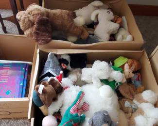 Stuffed toys and seasonal goodies... Sweet Pea wants the bunny!!!!