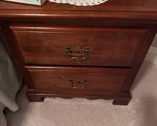 2 drawer cherry bed side table