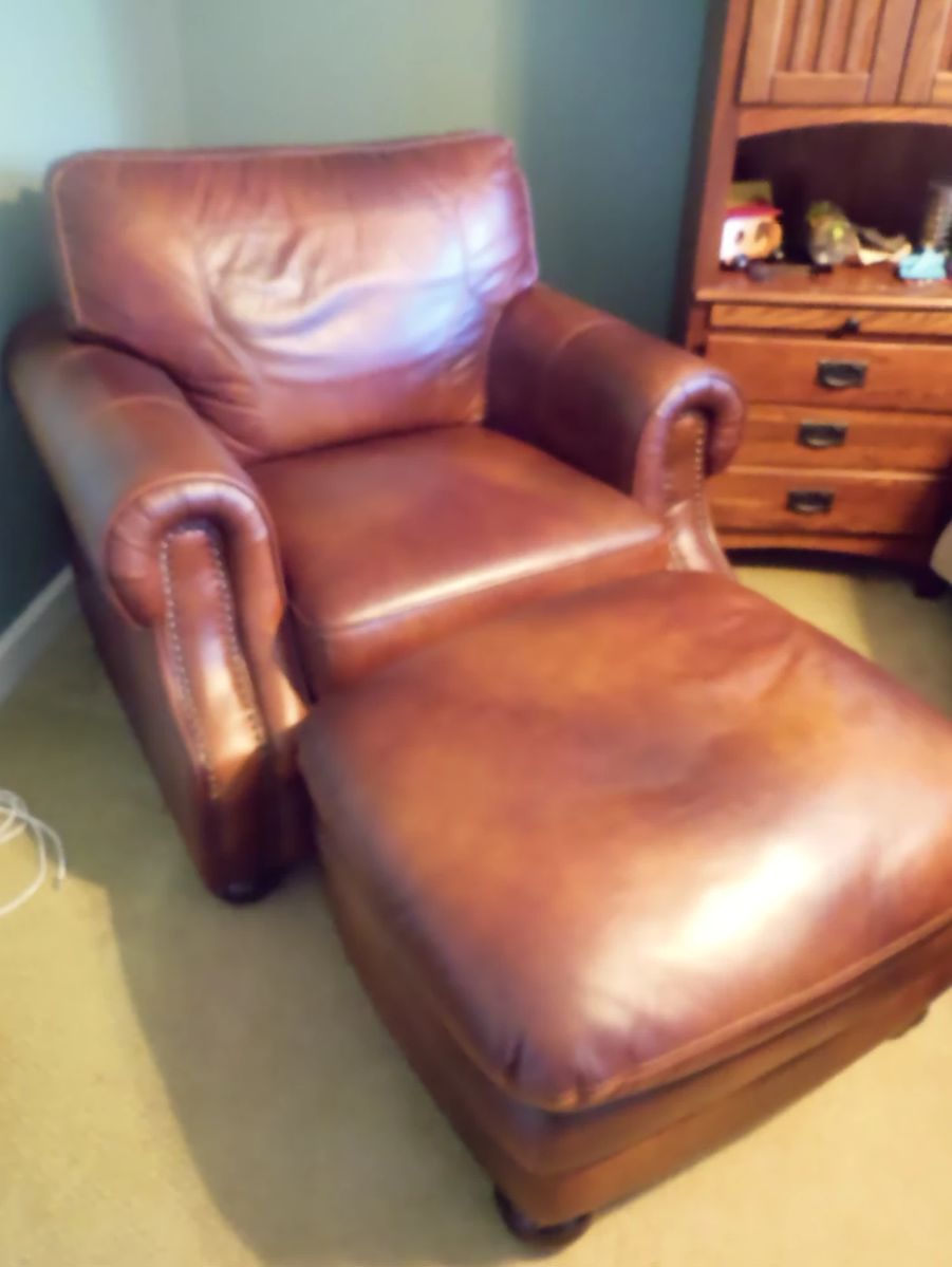 leather chair and ottoman