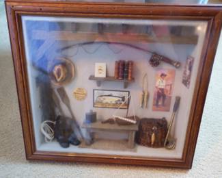 Fishing collage shadow box