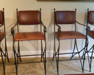 4 leather bar stools