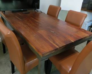 wood top table by Ohio Forge and chairs