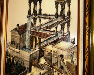 Waterfall by M.C. Escher 1980s Litho