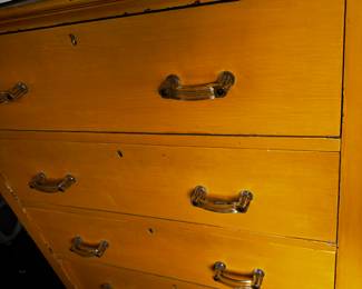 cool retro cabinet with fabulous lucite handles FULL of goodies
