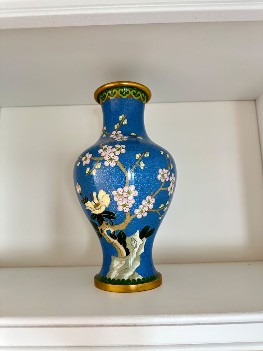 Blue Cherry Blossom Porcelain Vase
