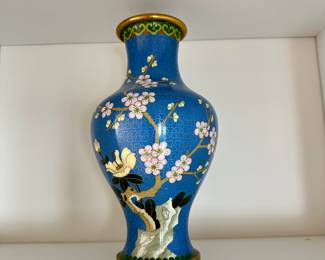 Blue Cherry Blossom Porcelain Vase