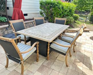 Stone Table Top Patio Furniture Set