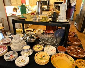 Variety of hand painted pottery