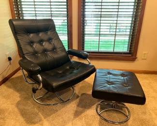 Nice faux leather chair and ottoman