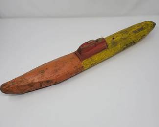 Hand Carved Wood Pond Boat