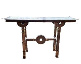 Handcrafted Asian Table of Wood & Metal