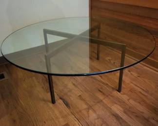 Metal Legs Round Glass Top Coffee Table