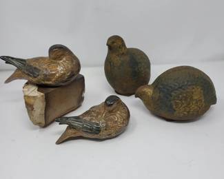 Iron Garden Quails & Pottery Birds