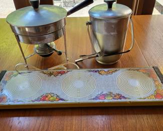 Mid Century Food Warmer, Chafer & Ice Bucket