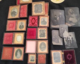 Tin types, daguerrotypes