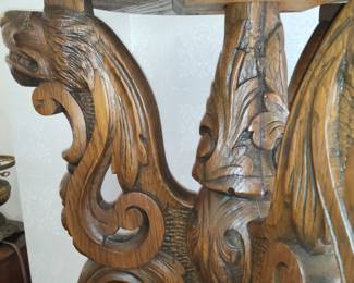 Carved lions stand