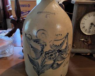 Whites Utica blue decorated jug 5 gallon