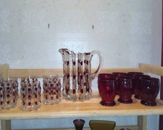 Broken column pitcher & tumblers