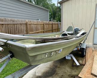 Aluminum Boat with trailer and small motor - available for presale $1200 for the package. Boat and trailer will not be separated at this time. Call 318-500-5391