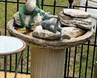 Solid Concrete Frogs, Rocks & Bird Bath