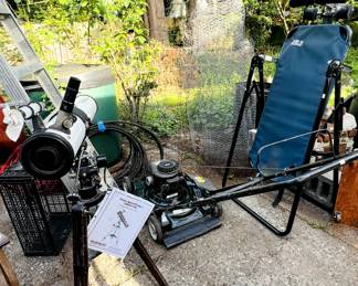 Telescope, lawn mower, back stretcher