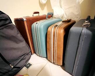 Vintage suitcases, luggage, Rick Steves travel backpack duffel bags
