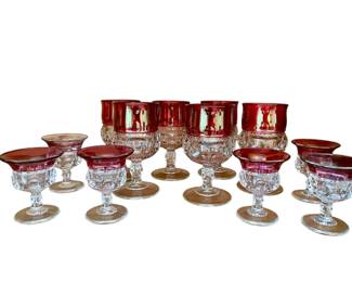 Indiana Glass kings Crown wine & cordial glasses