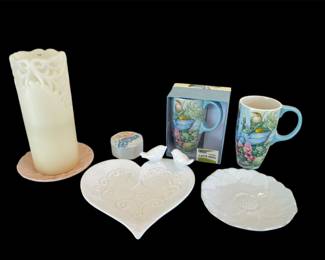 Garden Themed Hostess Gifts - Including Electric Candle, Decorative Dishes & Latte Mugs