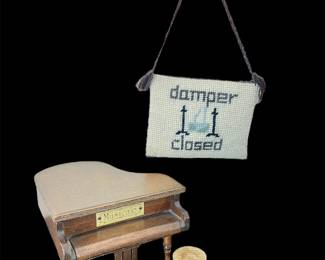 Musicale From The Gift World Of Gorham Miniature Piano & Embroidered Decor