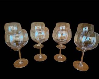 Eight red wine glasses