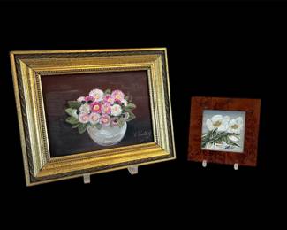 Framed Signed Paintings By L. Voekel Flora