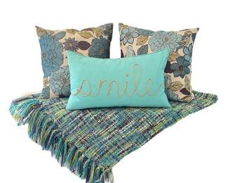Blue And Purple-Tone Decorative Pillows & Throw