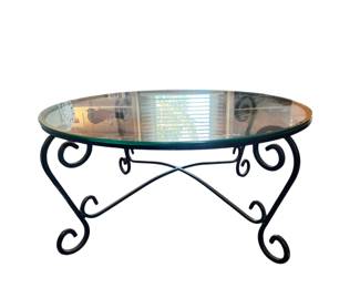 Glass & wrought iron 48” coffee table