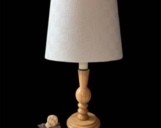 Small Wood Base Table Lamp & Beach Decor - 5 (base of lamp)" x 5 (base of lamp)" x 17.5"