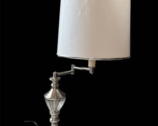 Swing Arm Silver-Tone Table Lamp - 5 (base of lamp)" x 6.5 (includes arm of lamp but not extended)" x 21.5"