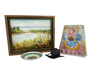 Signed Painting By Gadoon & Other Home Decor