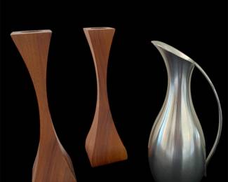 MCM wooden salt & pepper shakers
& pewter pitcher