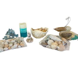 Beach Themed Potpourri, Electric Candle, Decorative Shell Bowl & Other Beach Decor
