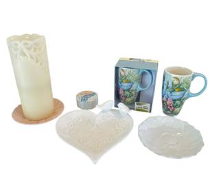Garden Themed Hostess Gifts - Including Electric Candle, Decorative Dishes & Latte Mugs