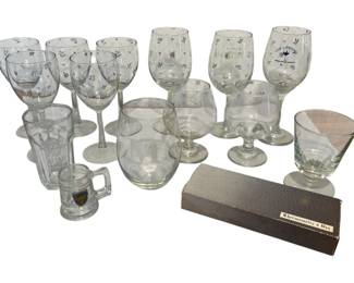 Collection Of Wine & Alcohol Glasses & Thermometre A Vin