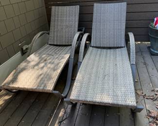 Fionnula powder coated wicker rattan chaise lounges