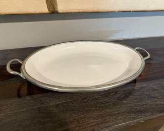 Arte Italica Tuscan pewter oval tray hand made in Italy