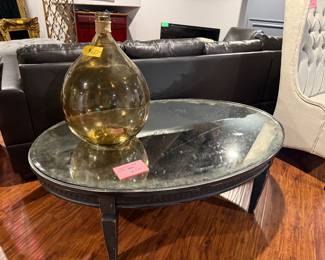 oval mirrored vintage coffee table