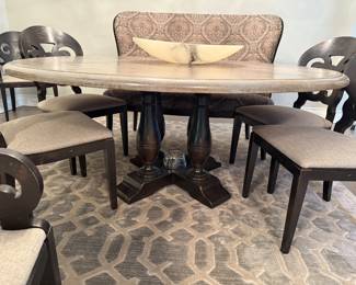 Arhaus 70" round table with 6 chairs (bench sold separately)